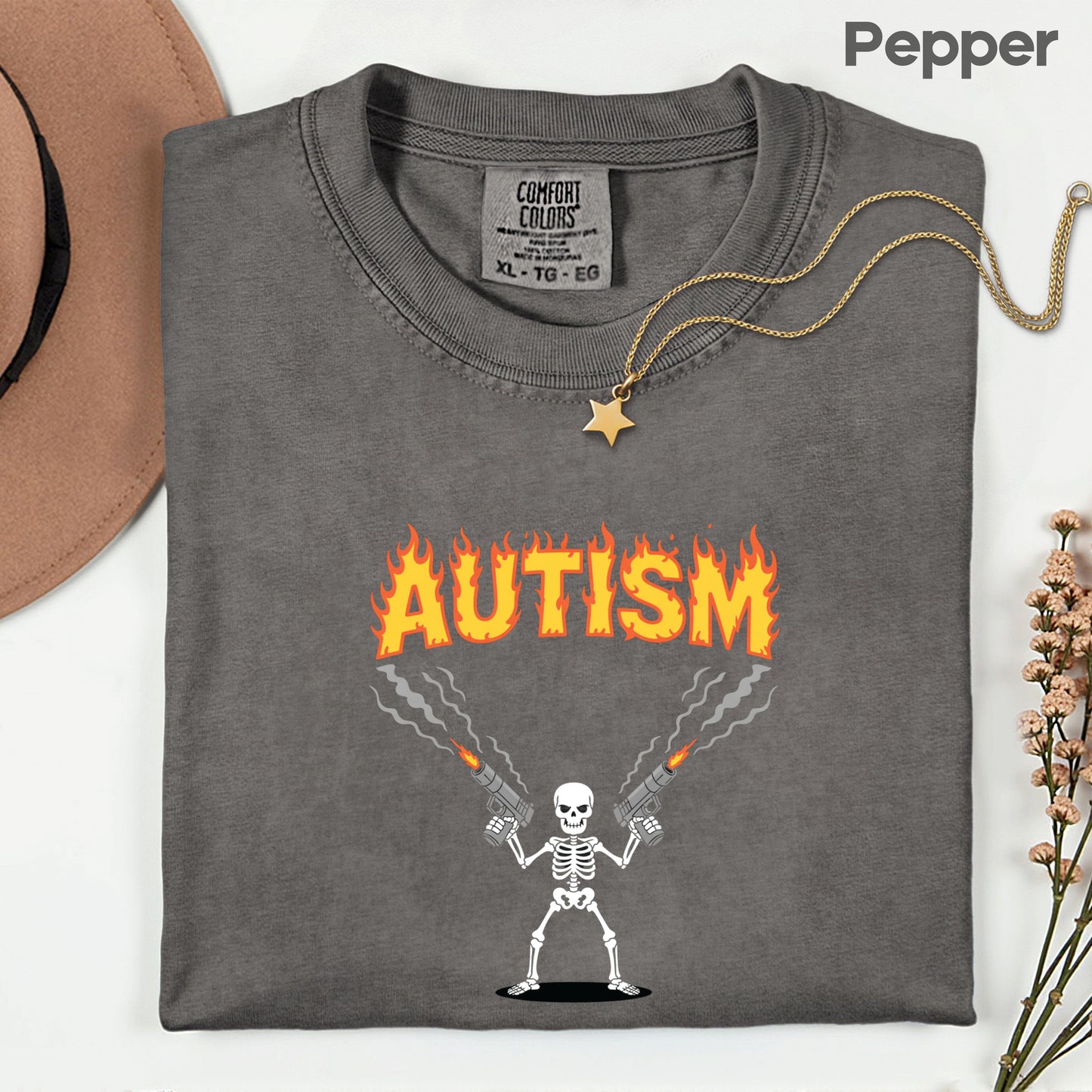 Autism Attitude Flaming Comfort Colors T Shirts