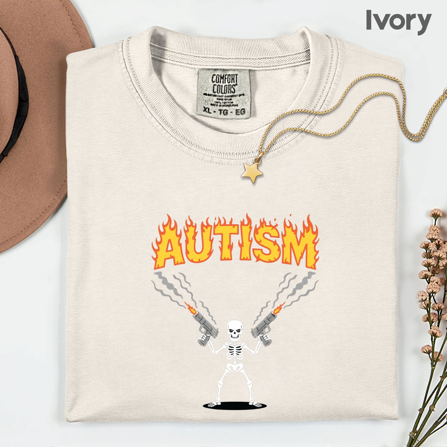Autism Attitude Flaming Comfort Colors T Shirts