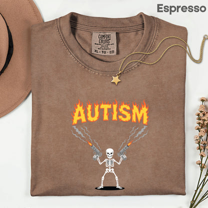 Autism Attitude Flaming Comfort Colors T Shirts