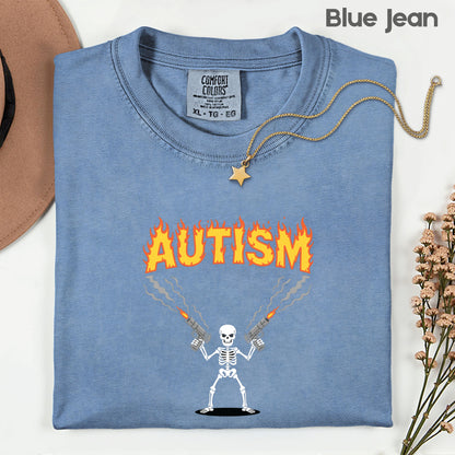 Autism Attitude Flaming Comfort Colors T Shirts
