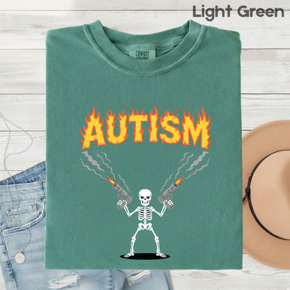 Autism Attitude Flaming Comfort Colors T Shirts