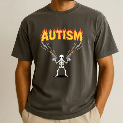 Autism Attitude Flaming Comfort Colors T Shirts Autism Skeleton Sweatshirt Awareness Tees For Men Women Kids