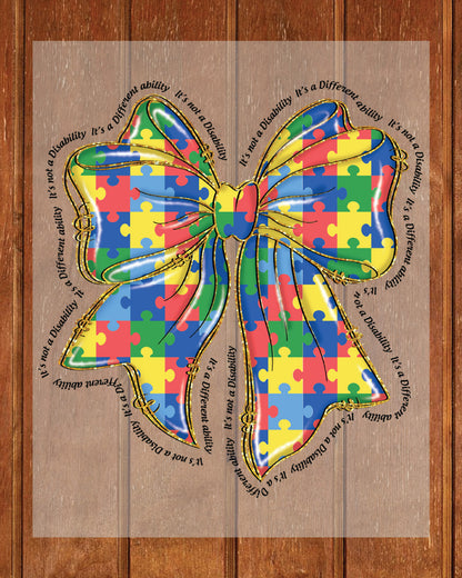 Autism Awareness Bow DTF Transfer
