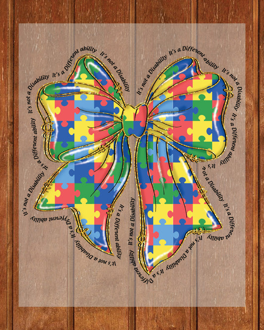 Autism Awareness Bow DTF Transfer