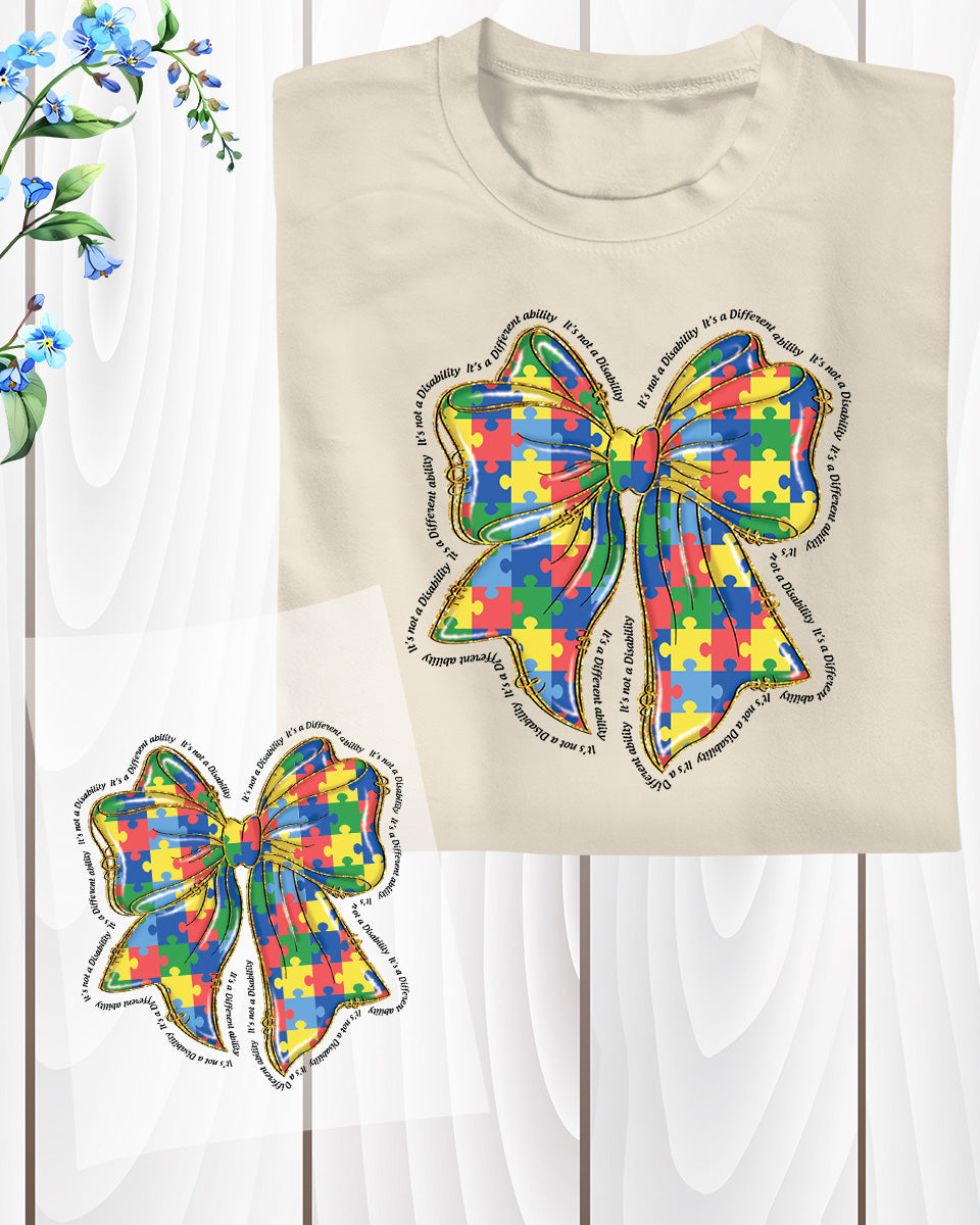 Autism Awareness Bow DTF Transfer