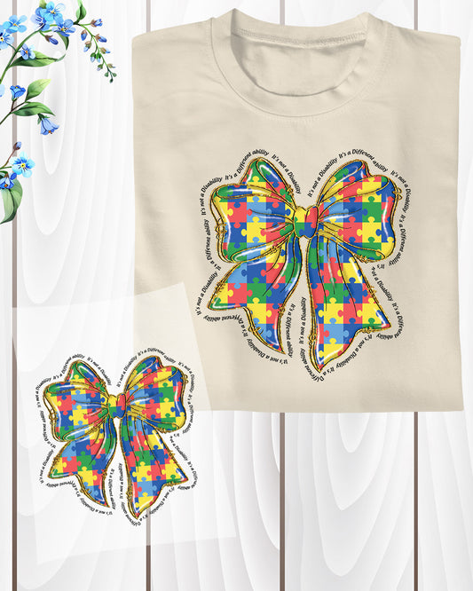 Autism Awareness Bow DTF Transfer