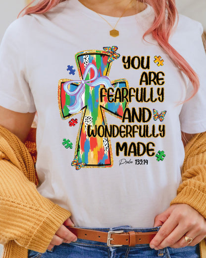 Autism Awareness Christian Cross DTF Transfer