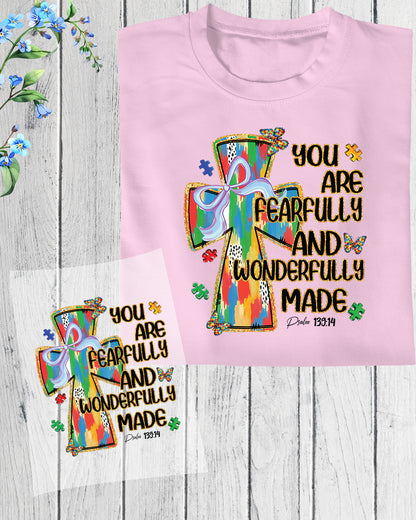 Autism Awareness Christian Cross DTF Transfer