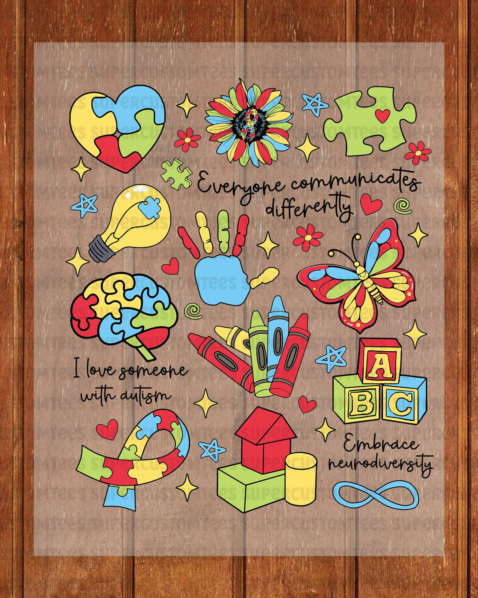 Autism Awareness DTF Transfer Ready to Press