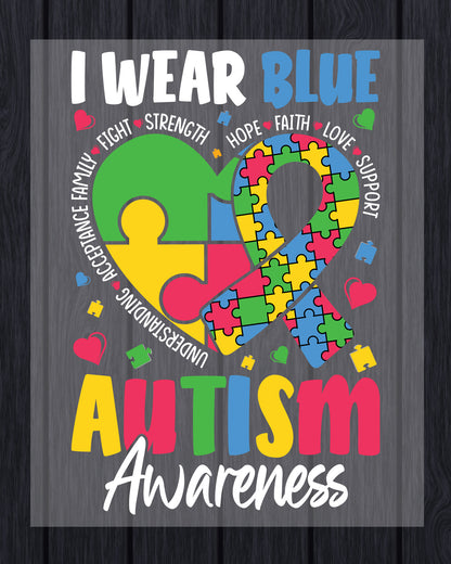 Autism Awareness Month Wear Blue DTF Transfer