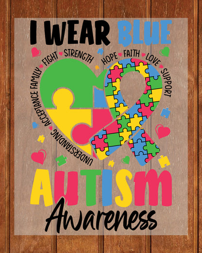 Autism Awareness Wear Blue DTF Transfer