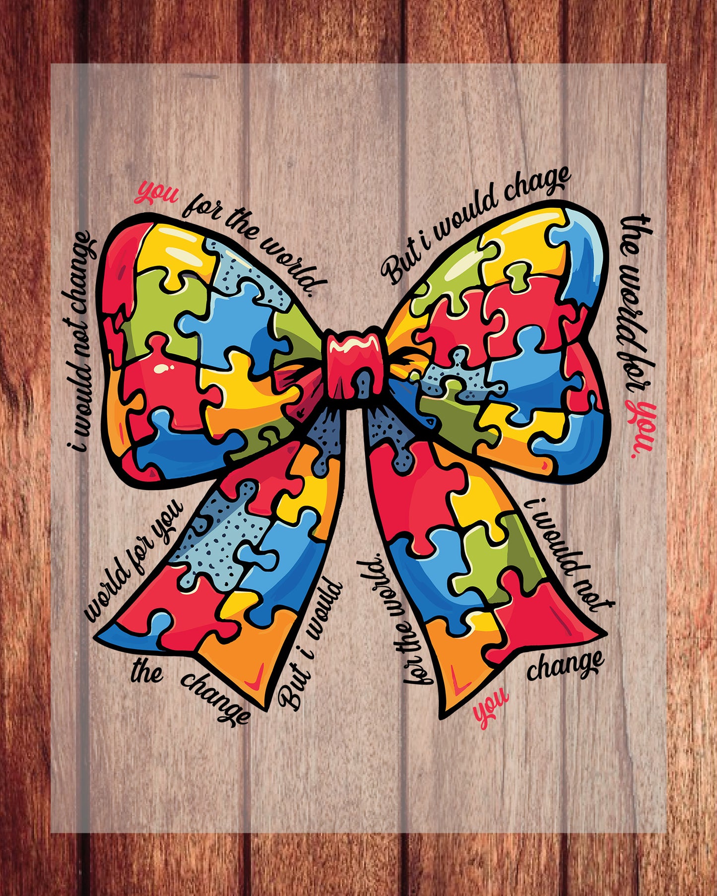 Autism Bow Retro DTF Transfer Ready for Press