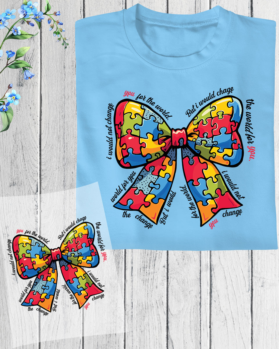 Autism Bow Retro DTF Transfer Ready for Press