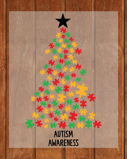 Autism Christmas Tree DTF Transfer