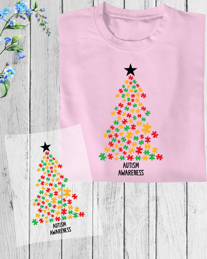 Autism Christmas Tree DTF Transfer