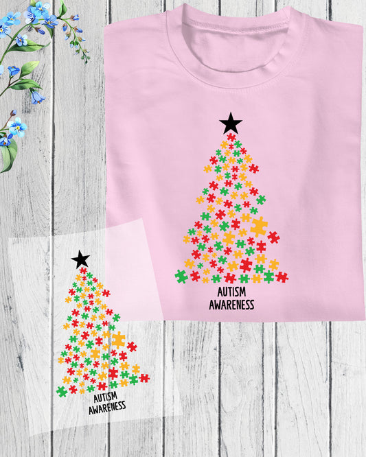 Autism Christmas Tree DTF Transfer