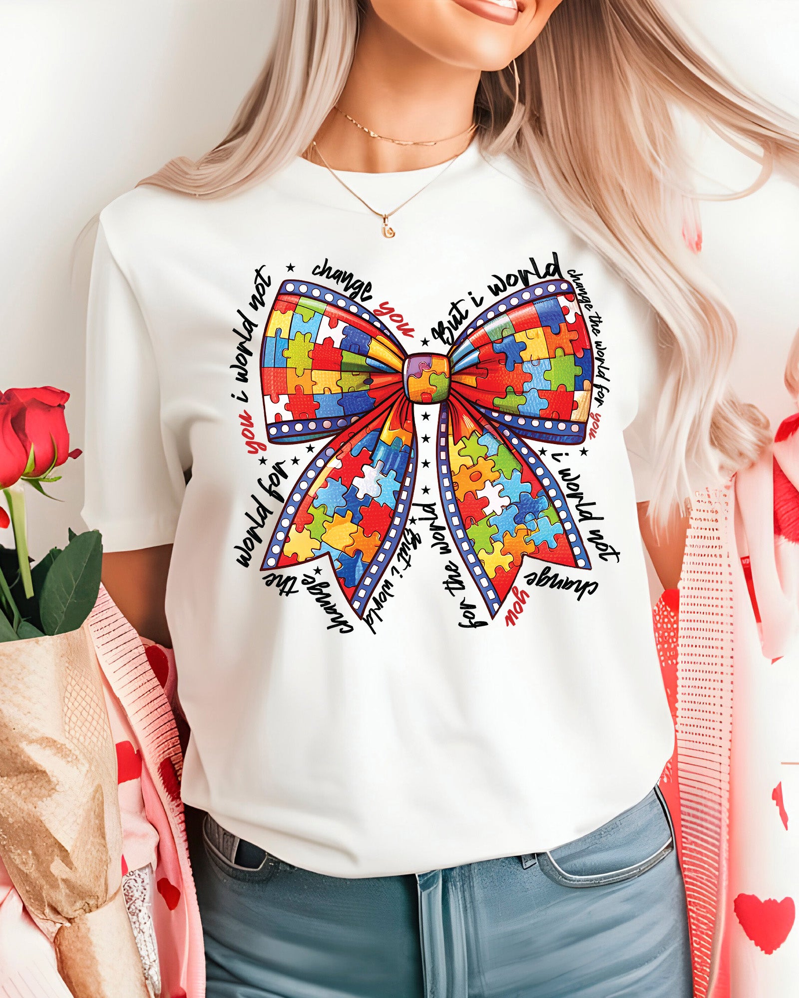 Autism Coquette Bow Iron on Transfers for Shirts