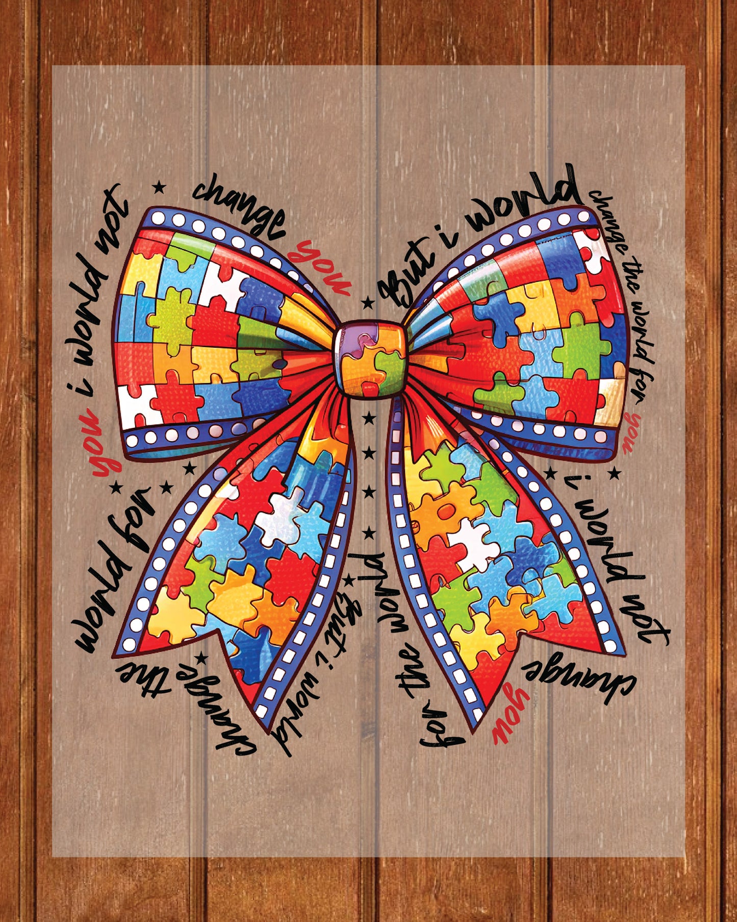 Autism Coquette Bow Iron on Transfers for Shirts