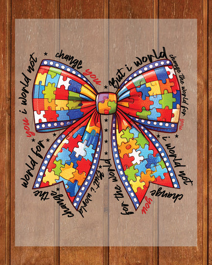 Autism Coquette Bow Iron on Transfers for Shirts