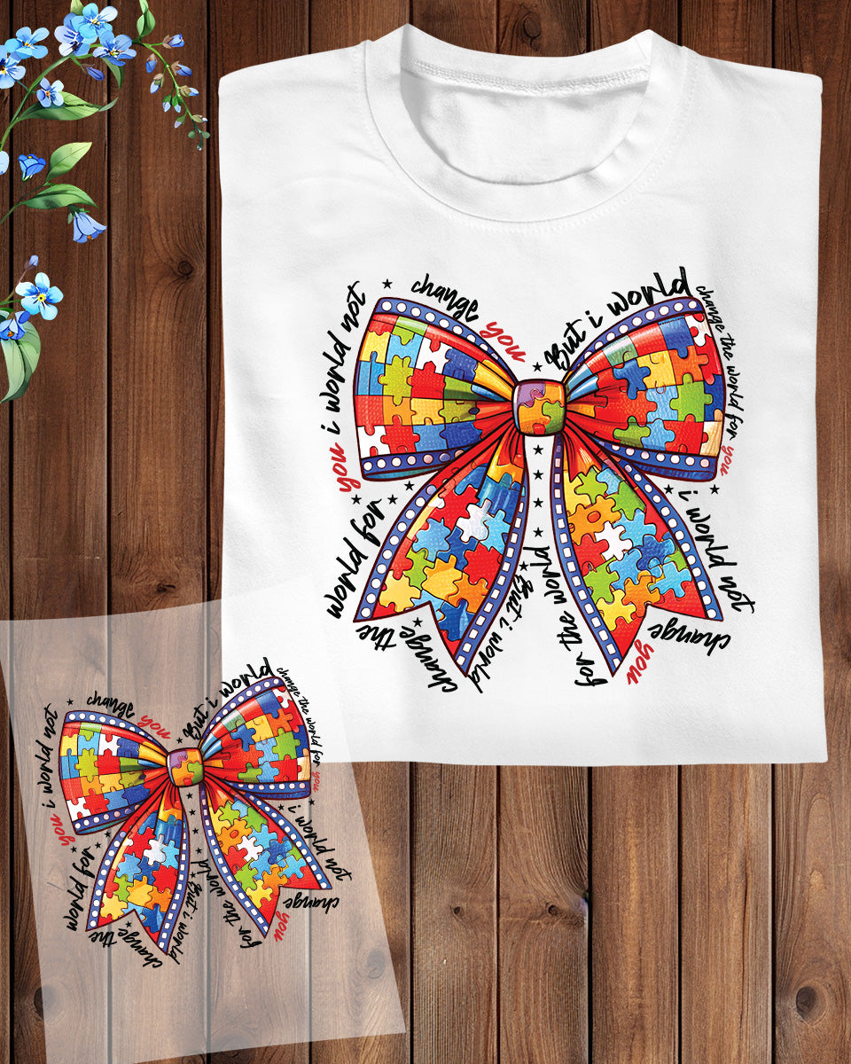 Autism Coquette Bow Iron on Transfers for Shirts