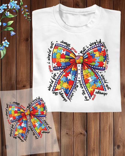 Autism Coquette Bow Iron on Transfers for Shirts