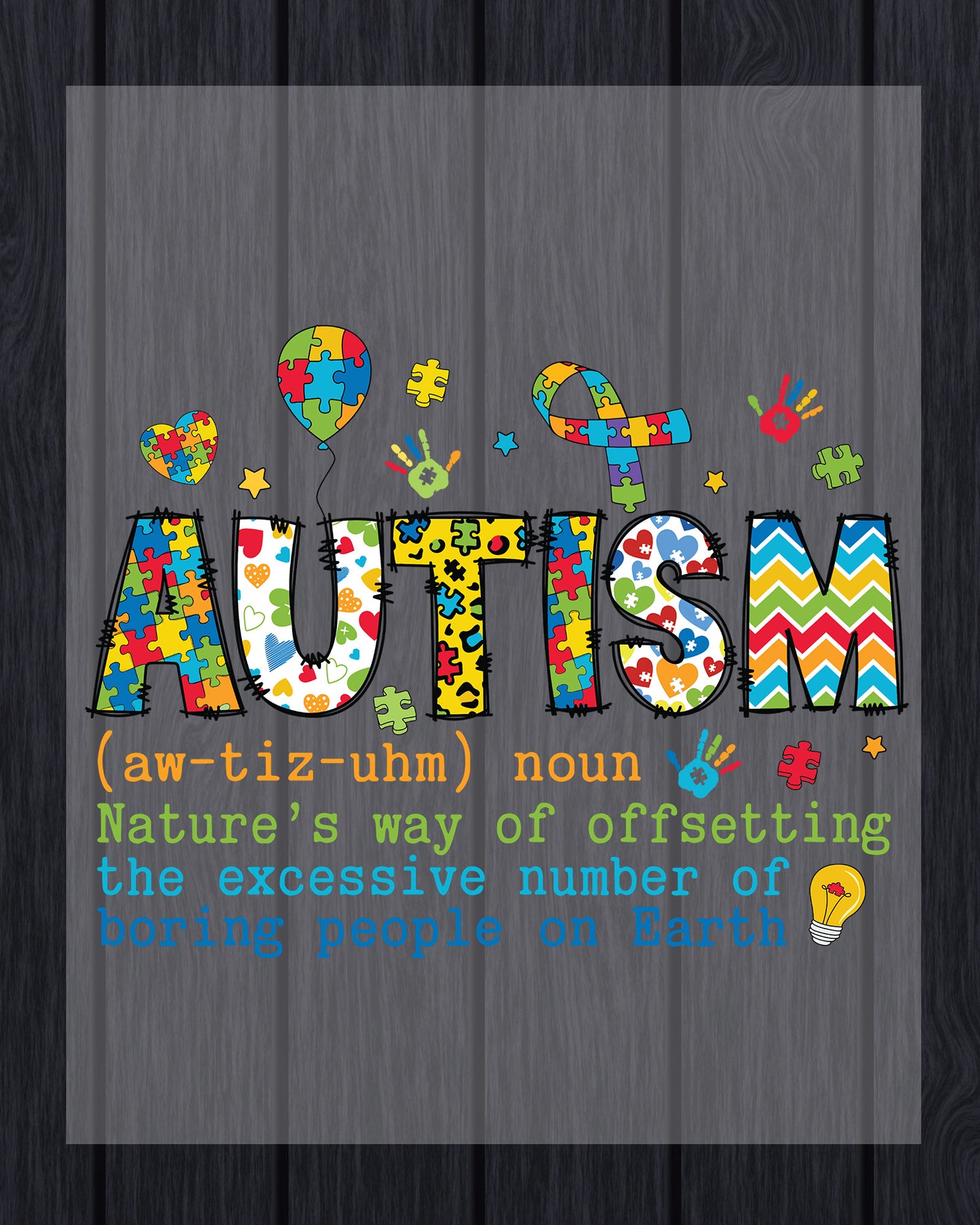 Autism Definition Colourful DTF Transfer