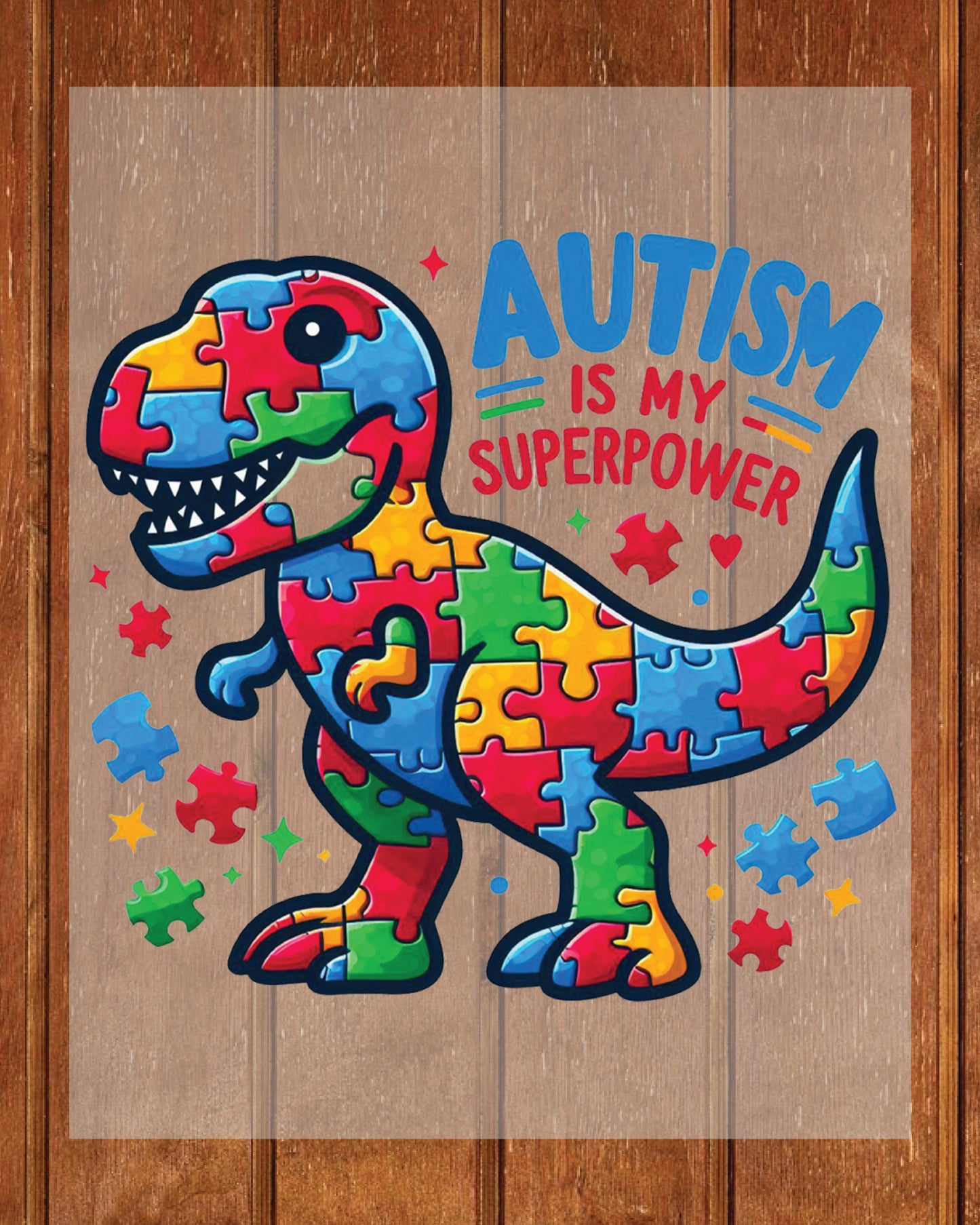 Autism Dinosaur DTF Transfer Ready to Press