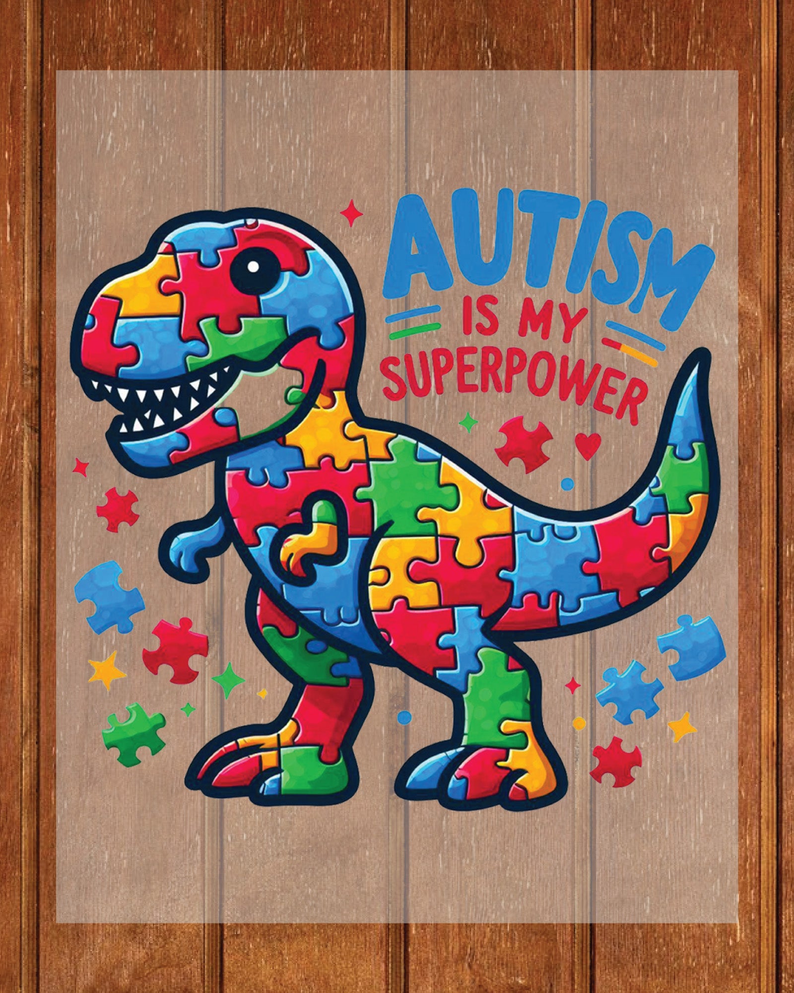 Autism Dinosaur DTF Transfer Ready to Press