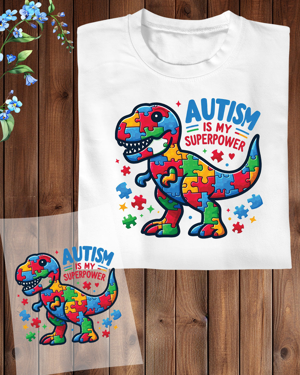 Autism Dinosaur DTF Transfer Ready to Press