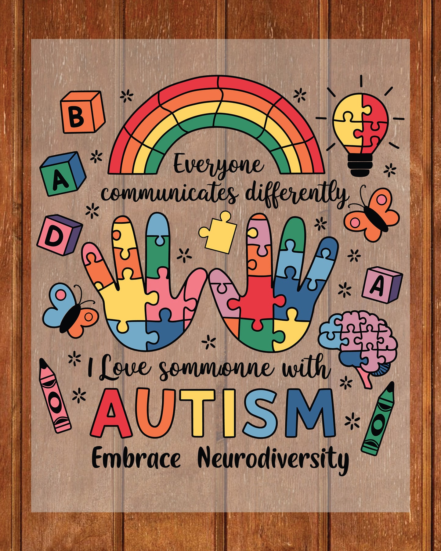 Autism Embrace Neurodiversity Heat Transfer for Shirts