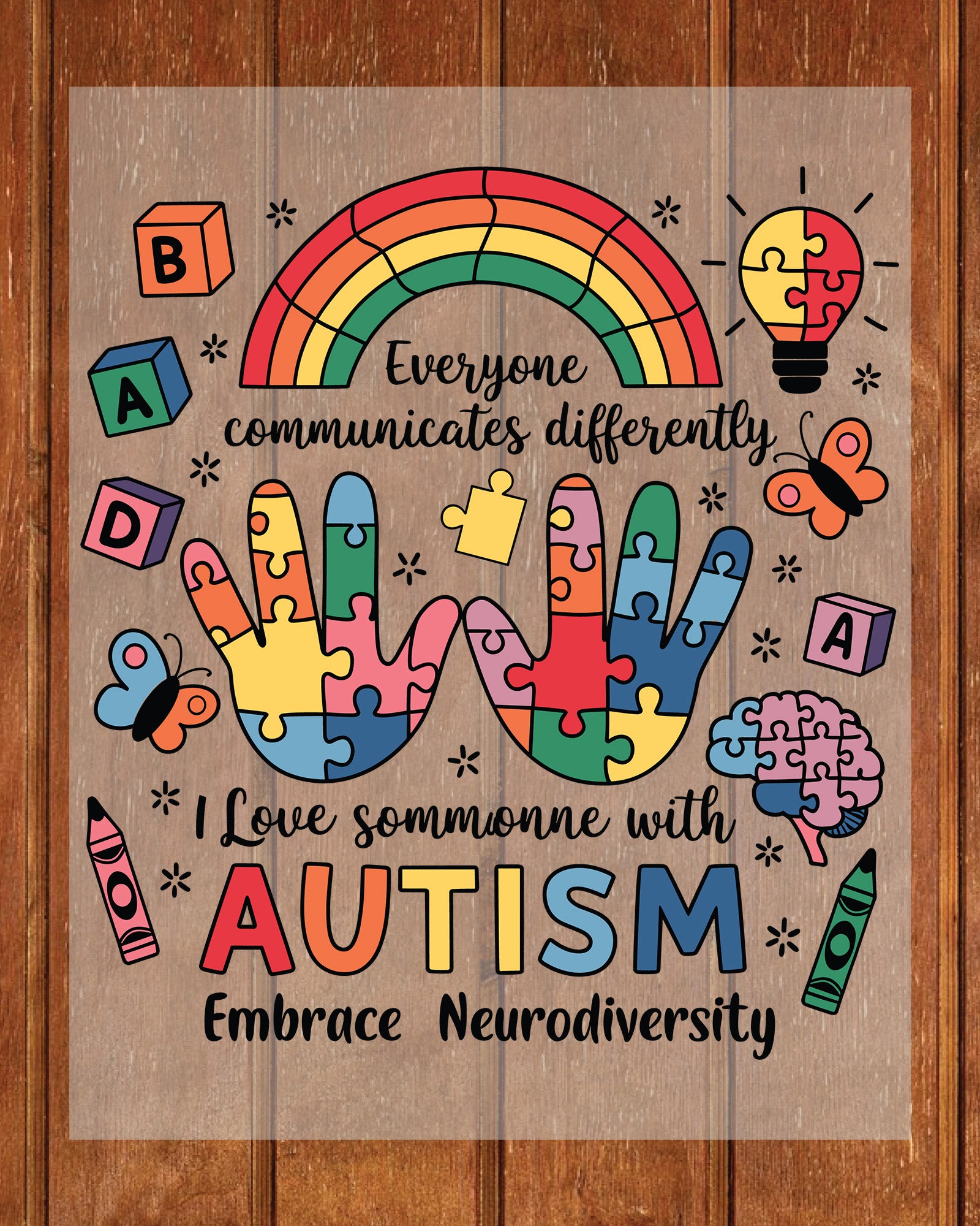 Autism Embrace Neurodiversity Heat Transfer for Shirts