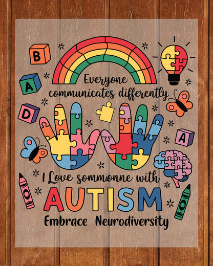 Autism Embrace Neurodiversity Heat Transfer for Shirts