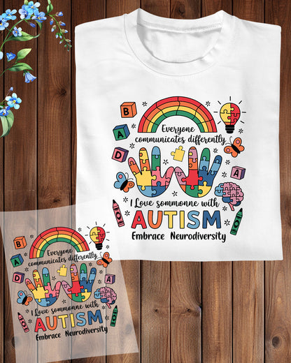 Autism Embrace Neurodiversity Heat Transfer for Shirts