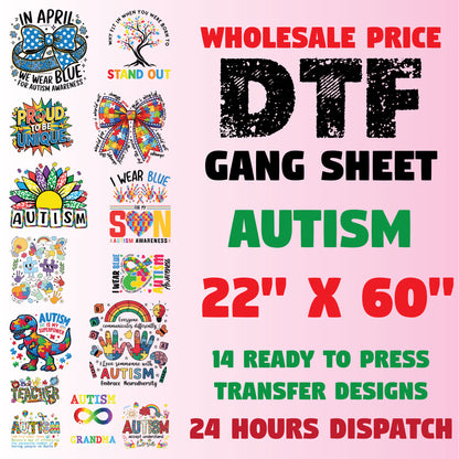 Autism Gang Sheet Ready to press Transfer