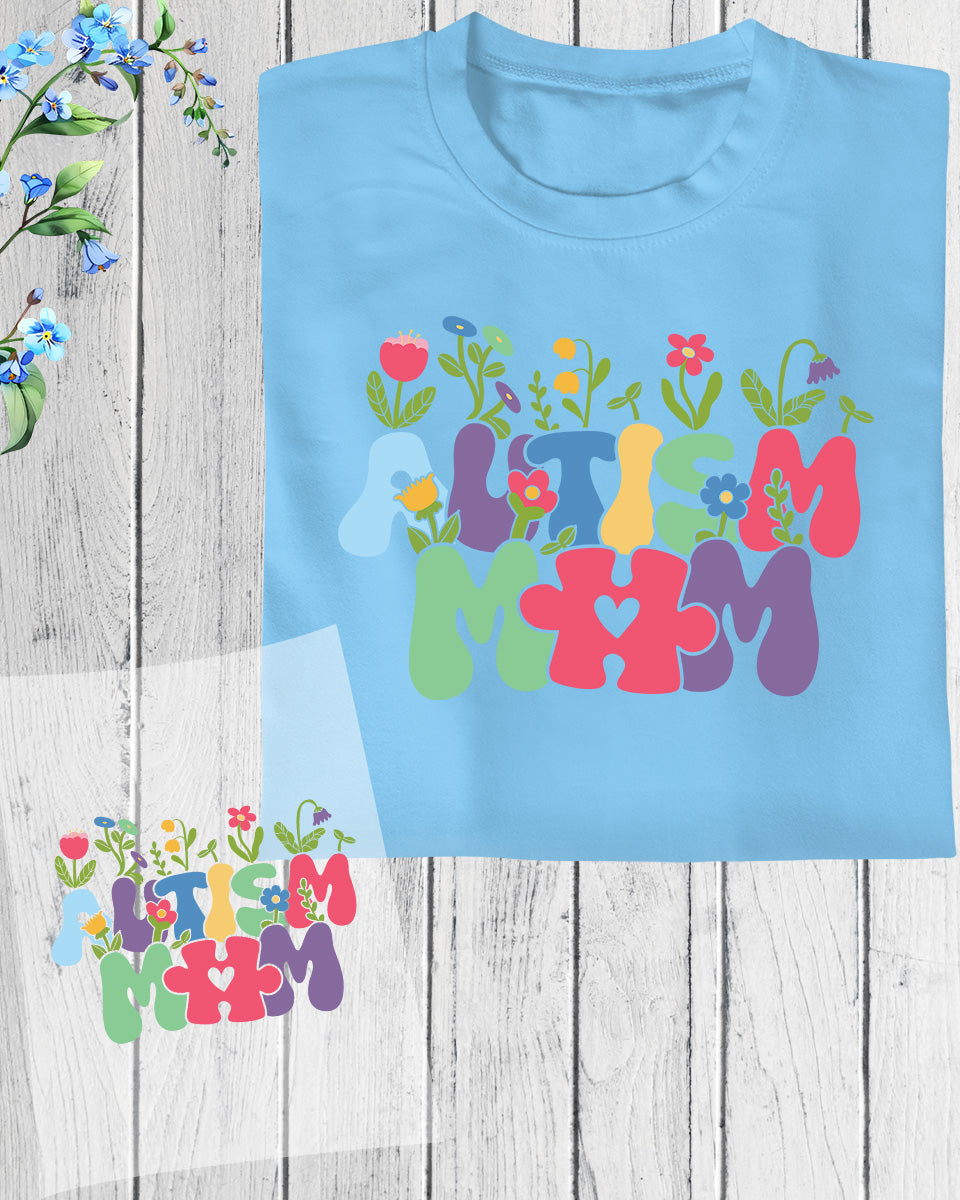 Autism Mom Floral DTF Transfer