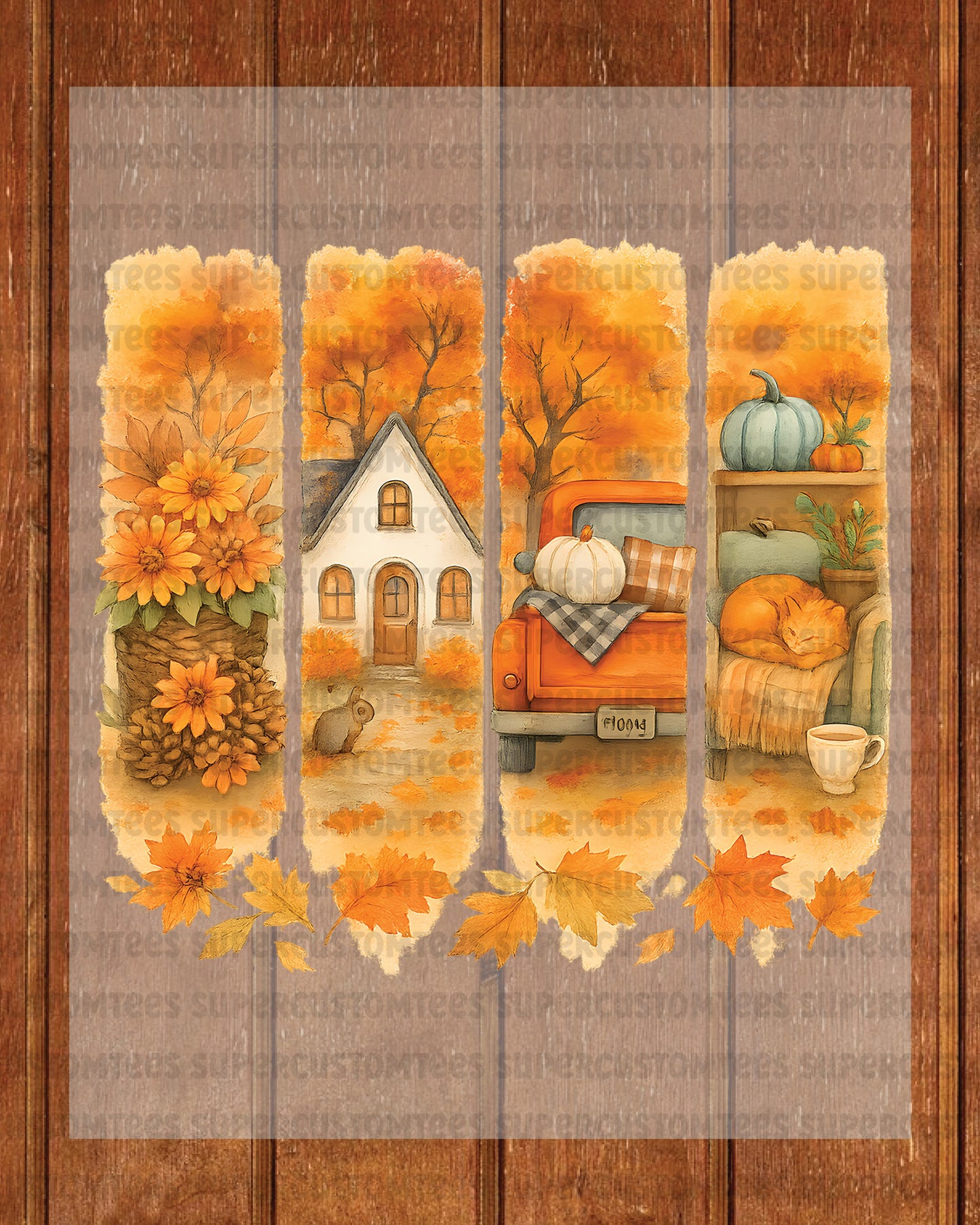 Autumn Brush Stock Heat Transfer ready to Press