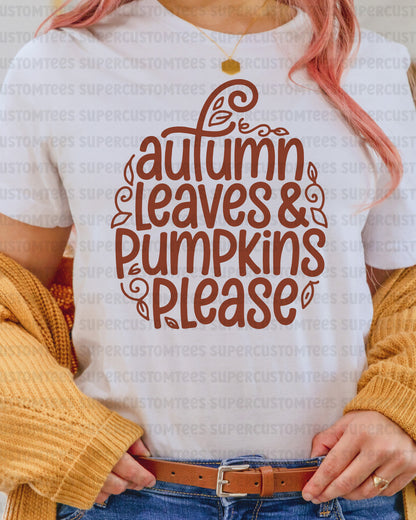 Autumn Leaves Pumpkins Please Heat Transfer