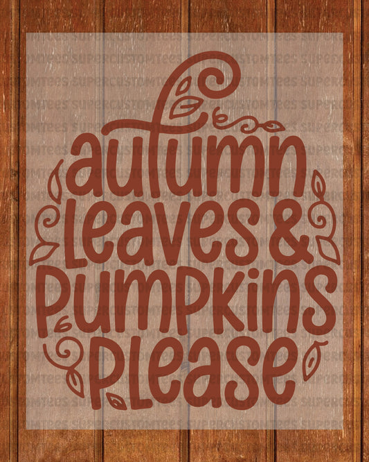 Autumn Leaves Pumpkins Please Heat Transfer
