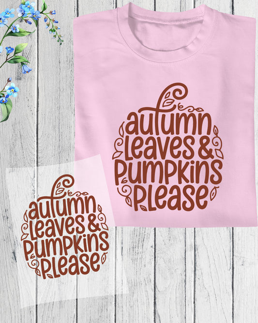 Autumn Leaves Pumpkins Please Heat Transfer