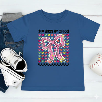 100 Days Of School DTF Transfer Ready to Press Teacher Coquette Bow Pencil Kids Heat Press UV Sticker Prints Happy Learning DIY Decal