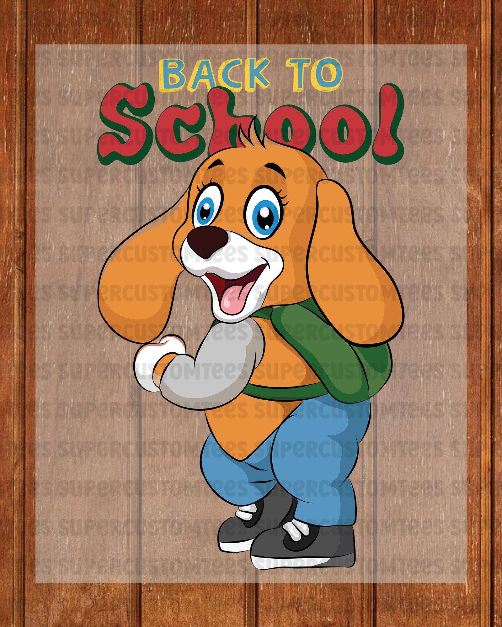 Back to School Cartoon Dog DTF Transfer Ready to Press