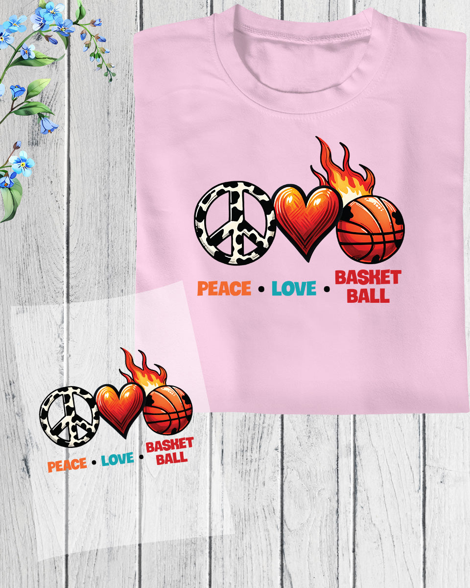 Peace Love Basketball Gift Trendy DTF Transfer Film