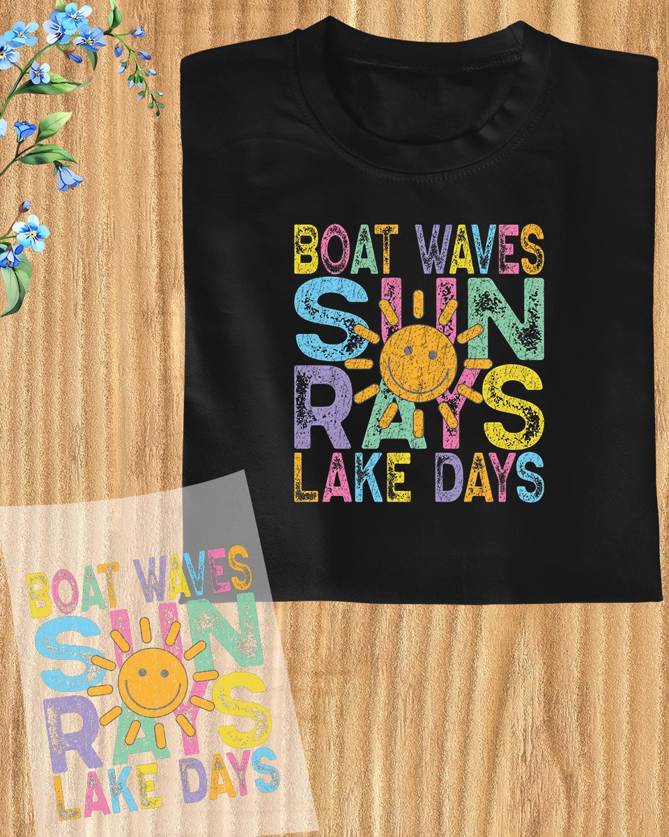Boat Waves Sun Rays Lake Day DTF Transfer Film