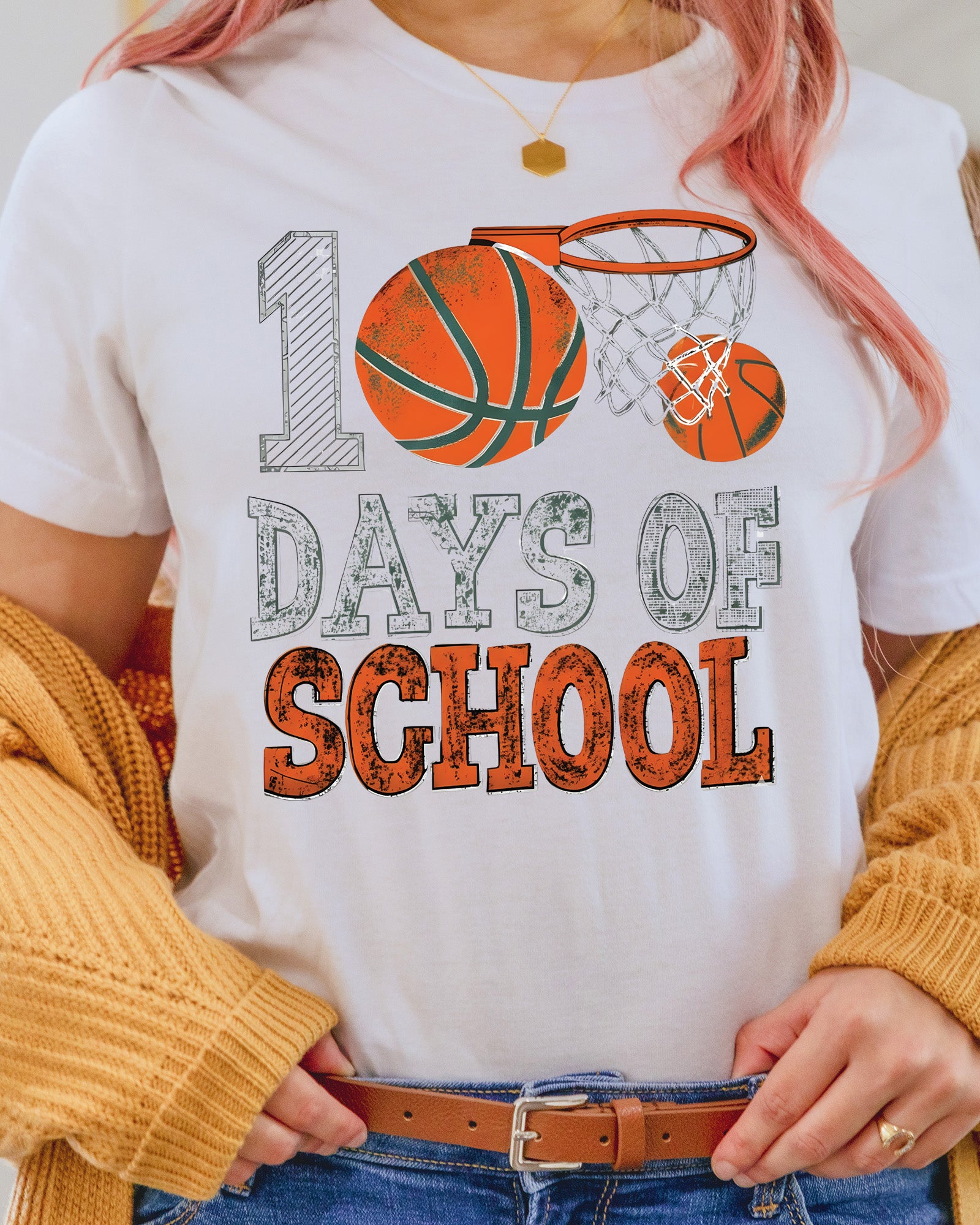 Basketball 100 Days Of School DTF Transfer Ready to Press Toddler Heat Application UV Sticker Prints Sports Youth DIY Student Shirt Decal Art