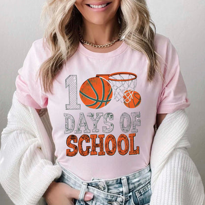 Basketball 100 Days of School T Shirt Sports Youth 100 Days of School Shirt for Kids Boys Girls Women Men Classroom Celebration Tee