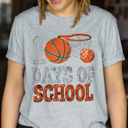 Basketball 100 Days of School T Shirt Sports Youth 100 Days of School Shirt for Kids Boys Girls Women Men Classroom Celebration Tee