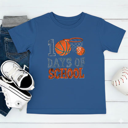 Basketball 100 Days of School T Shirt Sports Youth 100 Days of School Shirt for Kids Boys Girls Women Men Classroom Celebration Tee