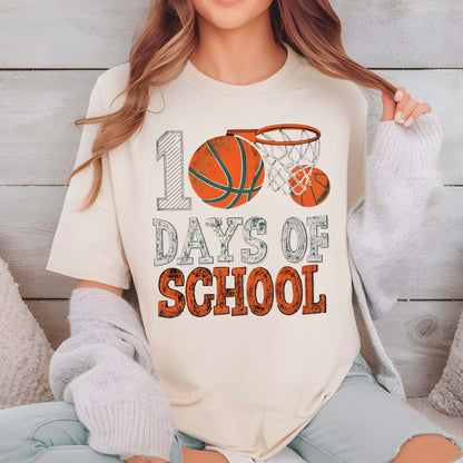 Basketball 100 Days of School T Shirt Sports Youth 100 Days of School Shirt for Kids Boys Girls Women Men Classroom Celebration Tee