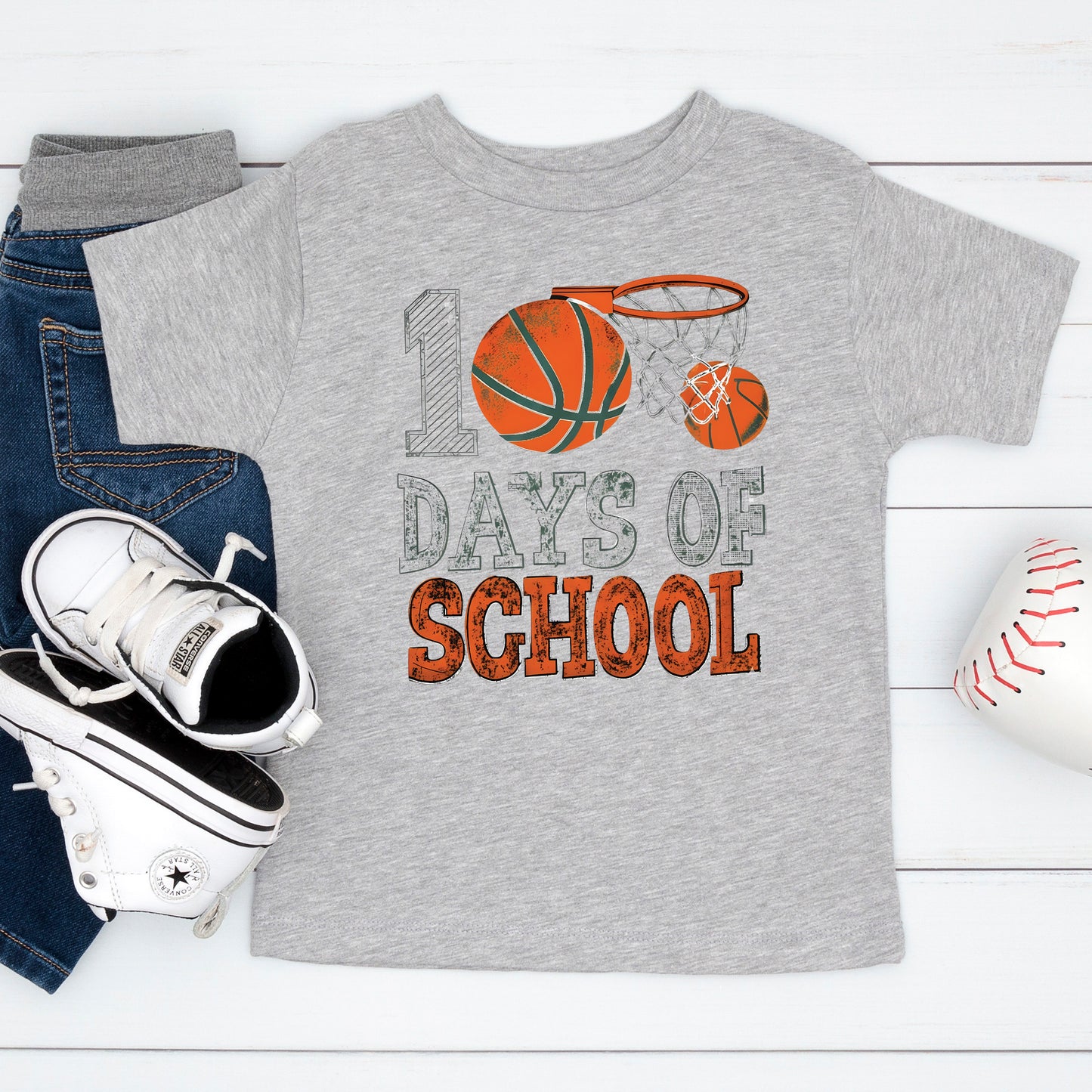 Basketball 100 Days of School T Shirt Sports Youth 100 Days of School Shirt for Kids Boys Girls Women Men Classroom Celebration Tee