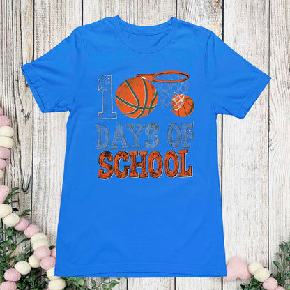 Basketball 100 Days of School T Shirt Sports Youth 100 Days of School Shirt for Kids Boys Girls Women Men Classroom Celebration Tee